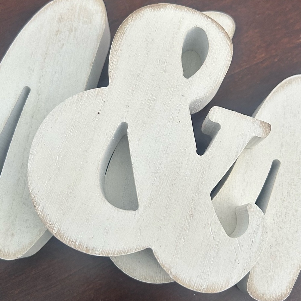 White Wooden Mr Ampersand Mrs Decorative Accent for wedding or anniversary